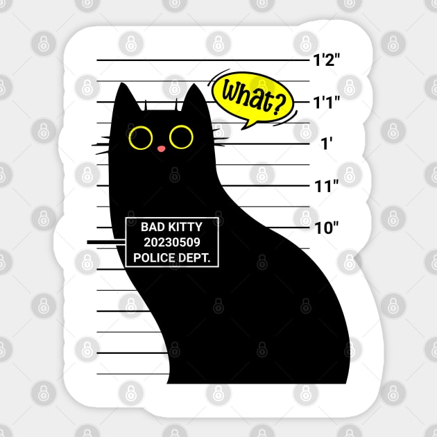 Bad Kitty Funny Cat Mugshot Sticker by BankaiChu